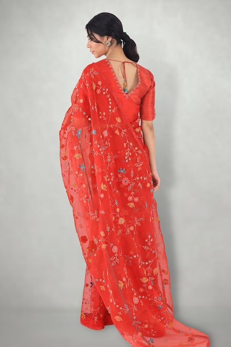 I Am Design Silk Organza Aari Embroidered Saree 