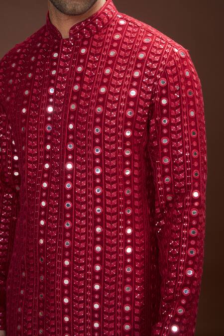 Buy Kasbah Maroon Georgette Embroidery Mirror And Thread Kurta Online at Aza Fashions Buy_Kasbah_Maroon Georgette Embroidery Mirror And Thread Kurta _Online_at_Aza_Fashions