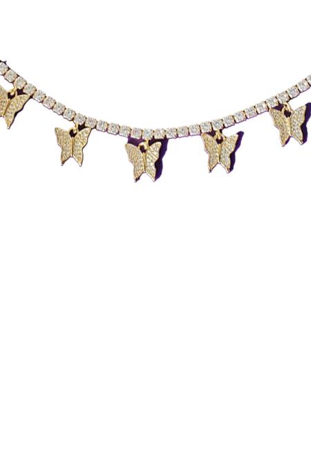 Buy_The Jewel Factor_Yellow Crystals Butterfly Embellished Necklace_Online_at_Aza_Fashions