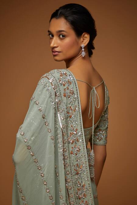 Buy Neeta Lulla Green Georgette Sequins, Cut Work Anahita Embroidered Saree With Blouse Online at Aza Fashions Buy_Neeta Lulla_Green Georgette Sequins, Cut Work Anahita Embroidered Saree With Blouse_Online_at_Aza_Fashions