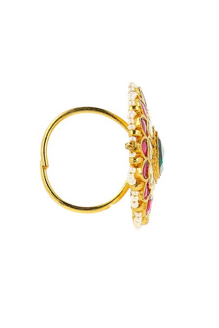 Buy Ishhaara Red Stones Embellished Ring Online at Aza Fashions Buy_Ishhaara_Red Stones Embellished Ring _Online_at_Aza_Fashions