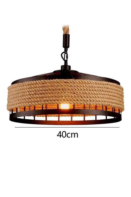 Buy_Order Happiness_Black Iron Metal Hanging Vintage Hemp Rope Pendant Ceiling_Online_at_Aza_Fashions