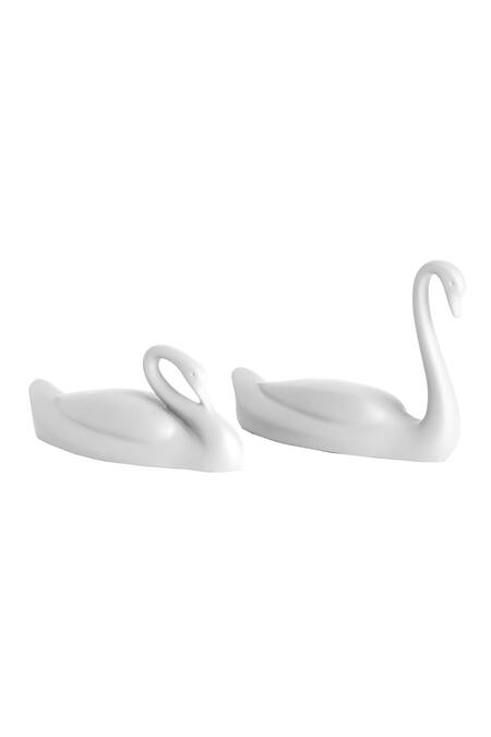Buy H2h White Polyresin Swan Sculptures - Set Of 2 Online at Aza Fashions Buy_H2h_White Polyresin Swan Sculptures - Set Of 2_Online_at_Aza_Fashions