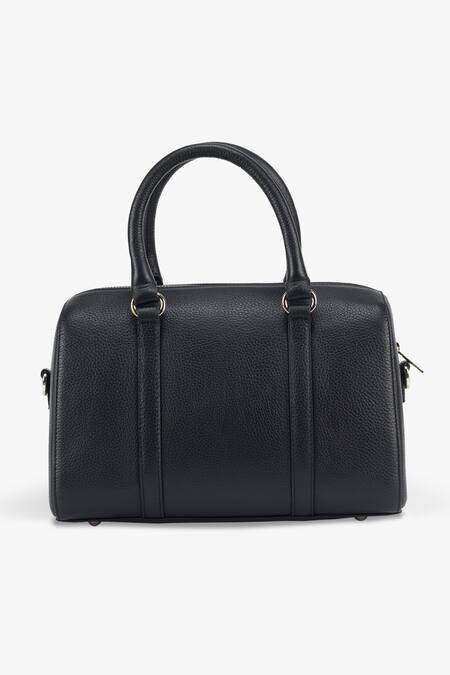 Buy_Tan & Loom_Black Textured Pebble Grain Leather Handbag_Online_at_Aza_Fashions