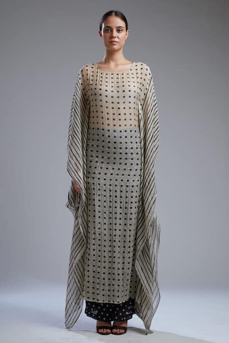 Shop_Koai_White Chanderi Boat Printed Tunic _Online_at_Aza_Fashions