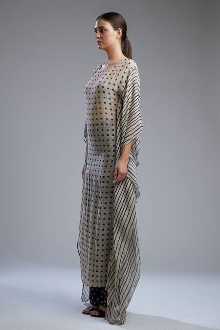 Buy_Koai_White Chanderi Boat Printed Tunic _Online_at_Aza_Fashions