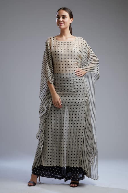 Koai_White Chanderi Boat Printed Tunic _Online_at_Aza_Fashions