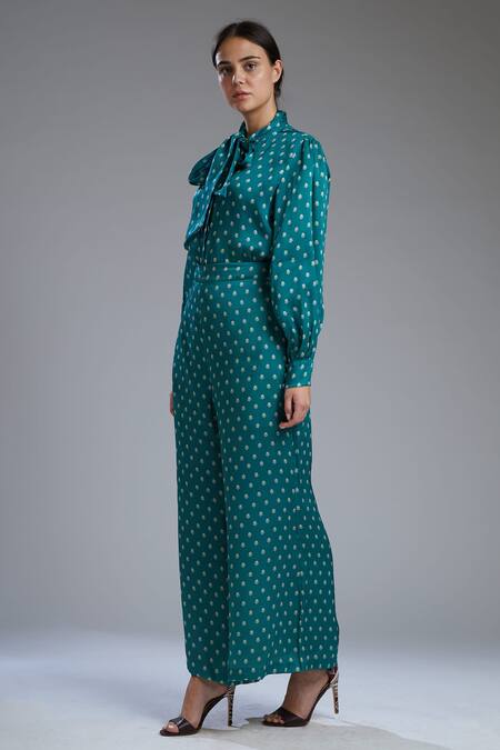 Koai_Green Silk Printed Palazzo _Online_at_Aza_Fashions