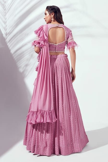 Suruchi Parakh Embroidered Draped Lehenga Set 