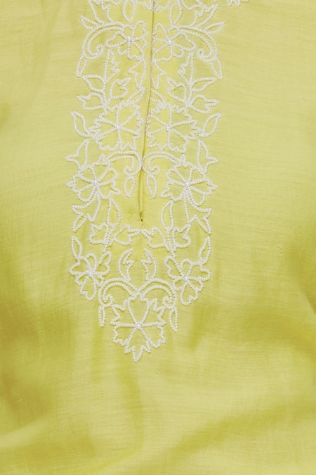 Neha Khullar Yellow Silk, Kota Round Embroidered Kurta Set at Aza Fashions Neha Khullar_Yellow Silk, Kota Round Embroidered Kurta Set _at_Aza_Fashions