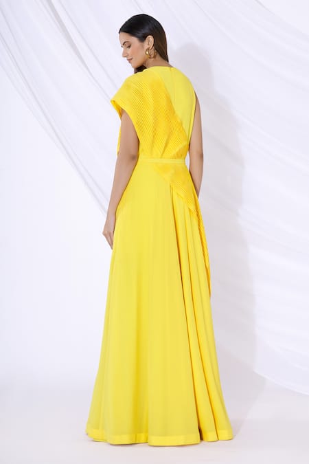 Urvashi Joneja Pleated Draped Gown 