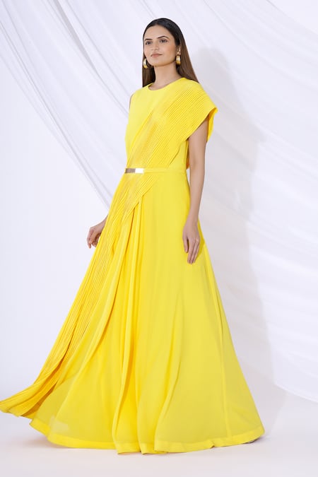 Urvashi Joneja Pleated Draped Gown 