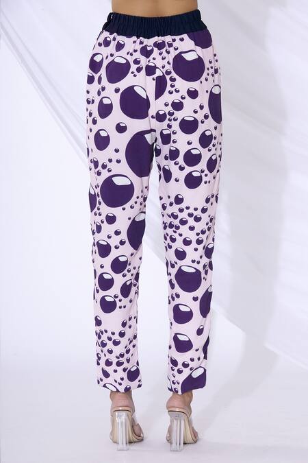 Urvashi Joneja_Pink Crepe Motif Printed Straight Pants _Online_at_Aza_Fashions