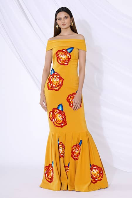 Urvashi Joneja Off Shoulder Gown 