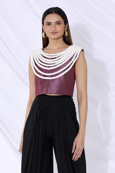 Urvashi Joneja Silk Crop Top 