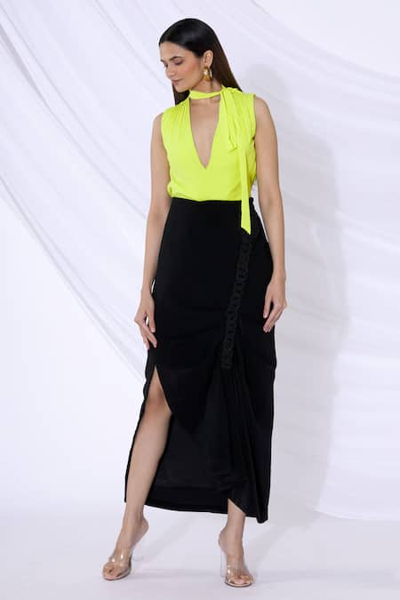 Urvashi Joneja Draped Slit Skirt 