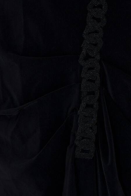 Buy_Urvashi Joneja_Black Draped Slit Skirt  _Online_at_Aza_Fashions