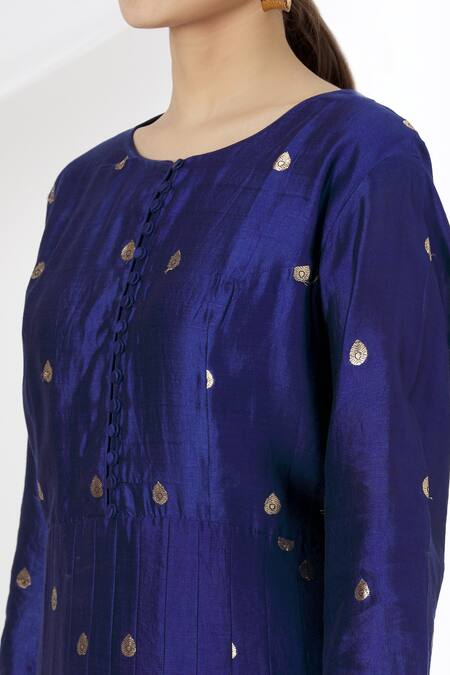 Shop_Vishwa By Pinki Sinha_Blue Anarkali With Bandhani Dupatta_Online_at_Aza_Fashions