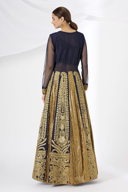 Shop Neha Mehta Couture Blue Silk Round Embroidered Anarkali at Aza Fashions Shop_Neha Mehta Couture_Blue Silk Round Embroidered Anarkali _at_Aza_Fashions