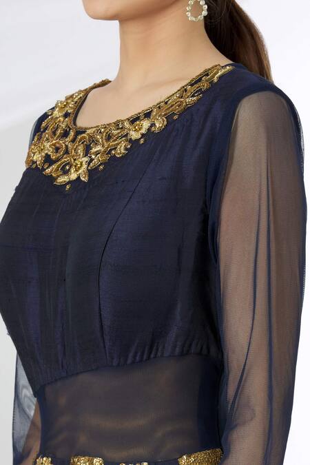 Buy Neha Mehta Couture Blue Silk Round Embroidered Anarkali Online at Aza Fashions Buy_Neha Mehta Couture_Blue Silk Round Embroidered Anarkali _Online_at_Aza_Fashions