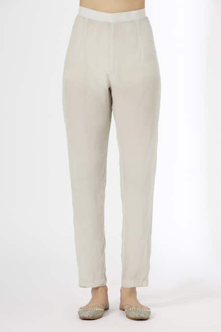 Shop_Kanika Sharma_Grey Kurta Phulkari Dupatta Georgette Pant Crepe Square Embroidered Set_Online_at_Aza_Fashions