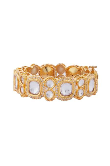 Buy_Moh-Maya By Disha Khatri_Gold Plated Diamonds Kundan Bangle _Online_at_Aza_Fashions