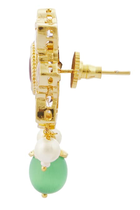 Moh-Maya By Disha Khatri_Gold Plated Diamonds, Beads, Stones Kundan Floral Choker Set _at_Aza_Fashions