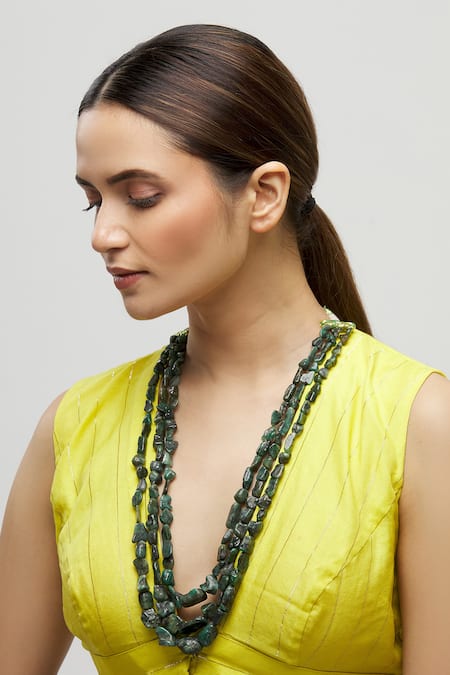 Moh-Maya By Disha Khatri Gold Plated Bead Layered Necklace Online at Aza Fashions Moh-Maya By Disha Khatri_Gold Plated Bead Layered Necklace _Online_at_Aza_Fashions
