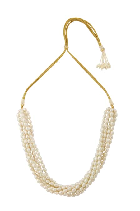 Moh-Maya By Disha Khatri_Gold Plated Pearls, Stones Bead Layered Necklace Set _Online_at_Aza_Fashions