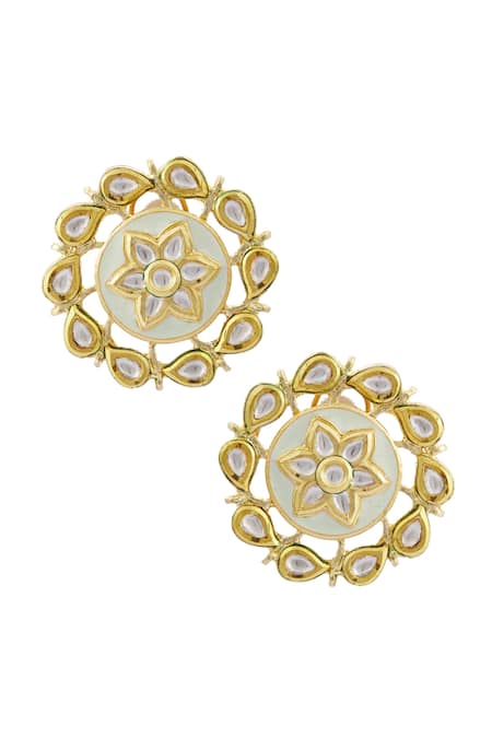 Shop_Moh-Maya By Disha Khatri_Gold Plated Pearls, Stones Bead Layered Necklace Set _Online_at_Aza_Fashions