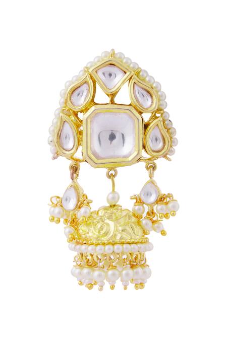 Buy_Moh-Maya By Disha Khatri_Gold Plated Pearls, Beads, Diamonds Kundan Pendant Choker Set _Online_at_Aza_Fashions