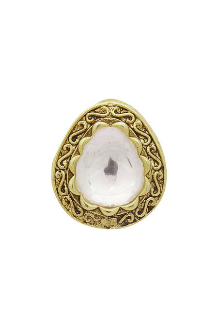 Moh-Maya By Disha Khatri_Gold Plated Diamonds, Stones Kundan Stud Earrings_Online_at_Aza_Fashions