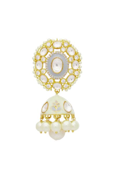 Moh-Maya By Disha Khatri_Gold Plated Meenakari Kundan Jhumkas _Online_at_Aza_Fashions