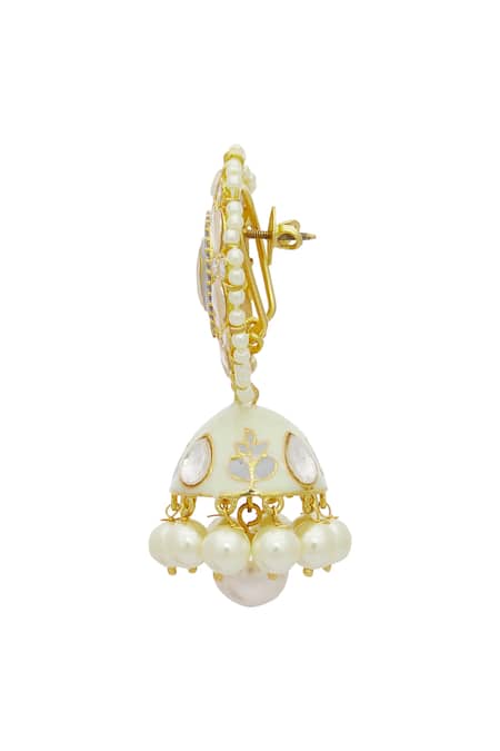 Buy_Moh-Maya By Disha Khatri_Gold Plated Meenakari Kundan Jhumkas _Online_at_Aza_Fashions