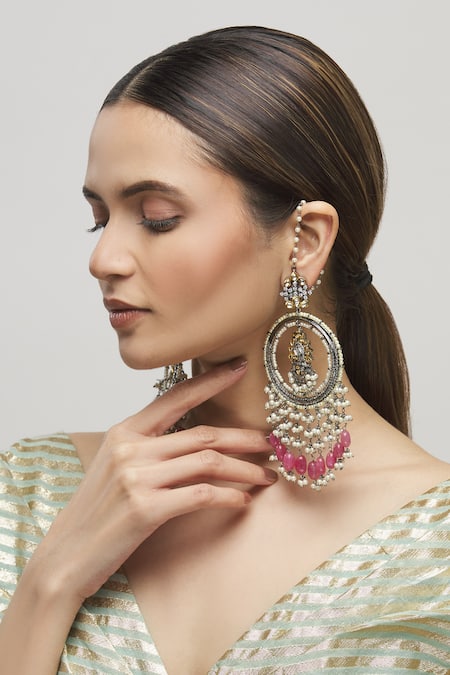 Moh-Maya by Disha Khatri Stone Drop Chandbalis 