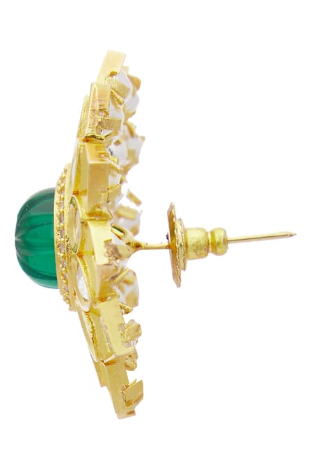 Buy_Moh-Maya By Disha Khatri_Gold Plated Stones, Diamonds Floral Kundan Stud Earrings _Online_at_Aza_Fashions