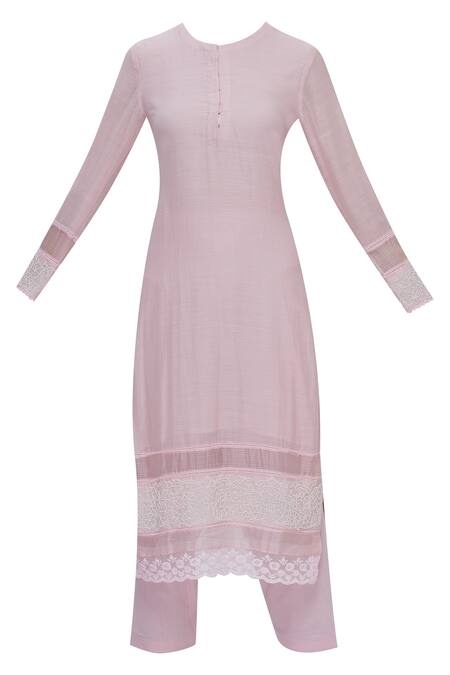 Buy Neha Khullar Pink Silk, Kota Round Embroidered Kurta Set Online at Aza Fashions Buy_Neha Khullar_Pink Silk, Kota Round Embroidered Kurta Set _Online_at_Aza_Fashions