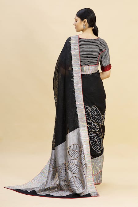 Paksh Printed Linen Saree with Blouse Piece 