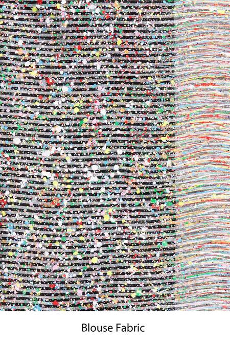 Paksh_Black Linen Printed Saree With Blouse Piece  _at_Aza_Fashions