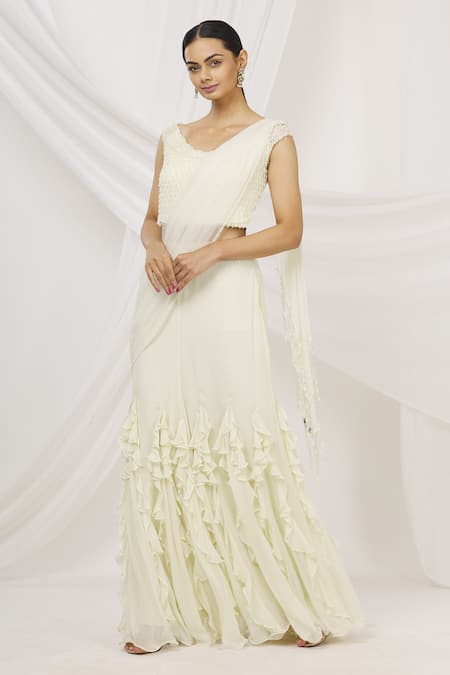 ARPAN VOHRA Pre-Draped Ruffle Saree 