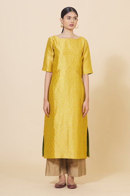 Payal Khandwala Yellow Brocade Kurta Online at Aza Fashions Payal Khandwala_Yellow Brocade Kurta _Online_at_Aza_Fashions