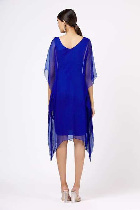 Shop Arpan Vohra Blue Chiffon Embroidered Kaftan at Aza Fashions Shop_Arpan Vohra_Blue Chiffon Embroidered Kaftan _at_Aza_Fashions