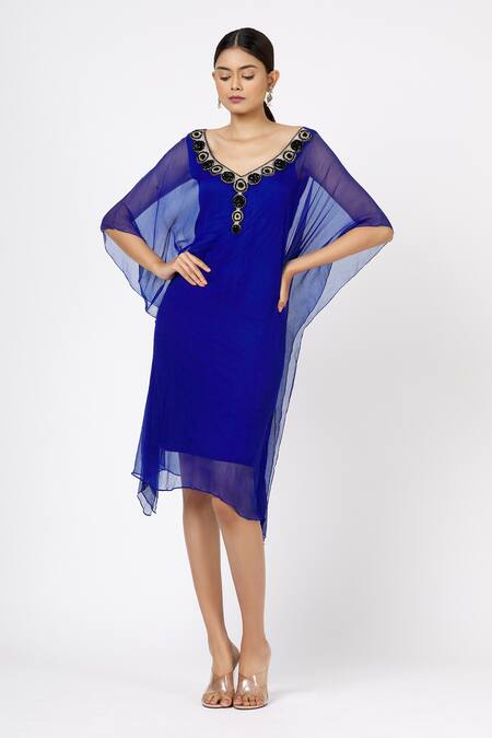 Arpan Vohra Blue Chiffon Embroidered Kaftan Online at Aza Fashions Arpan Vohra_Blue Chiffon Embroidered Kaftan _Online_at_Aza_Fashions