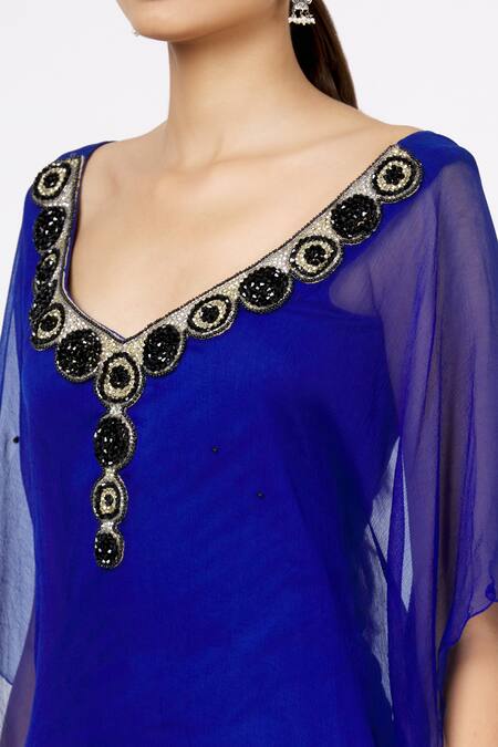 Shop Arpan Vohra Blue Chiffon Embroidered Kaftan Online at Aza Fashions Shop_Arpan Vohra_Blue Chiffon Embroidered Kaftan _Online_at_Aza_Fashions