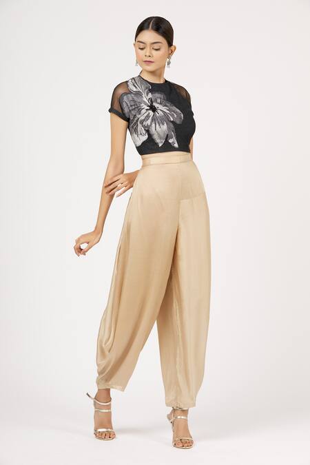 Arpan Vohra Black Silk, Georgette Embroidered Crop Top Online at Aza Fashions Arpan Vohra_Black Silk, Georgette Embroidered Crop Top _Online_at_Aza_Fashions