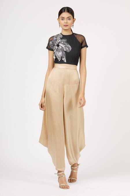 Buy Arpan Vohra Black Silk, Georgette Embroidered Crop Top Online at Aza Fashions Buy_Arpan Vohra_Black Silk, Georgette Embroidered Crop Top _Online_at_Aza_Fashions