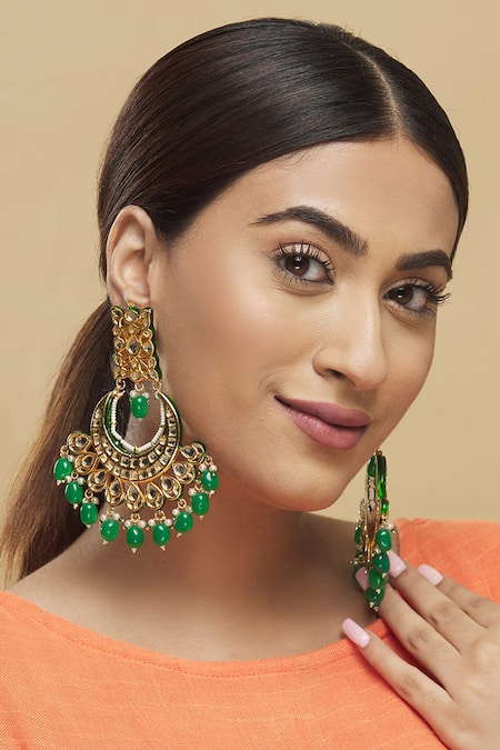 Posh By Rathore Kundan Bead Drop Chandbalis 