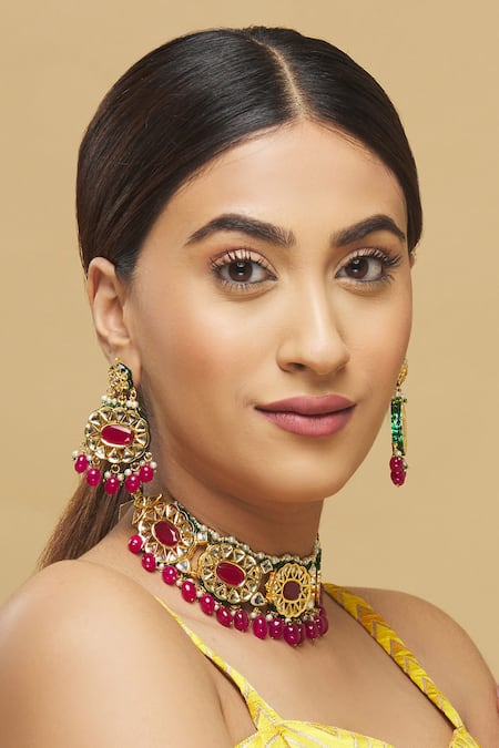 Posh By Rathore Floral Kundan Choker Set  