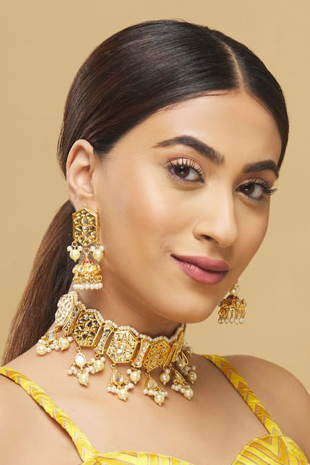 Posh by Rathore  Geometric Kundan Choker Set  