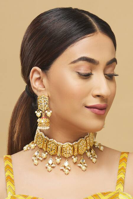 Posh By Rathore  Geometric Kundan Choker Set  